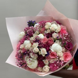 Pivoines et Rose Gros Bouquet